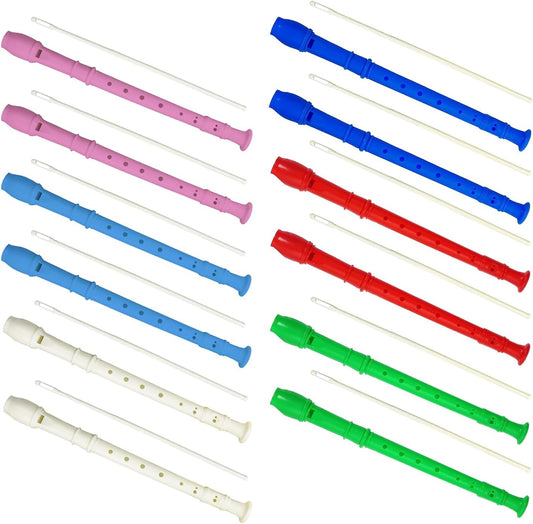 12 Pack 8 Hole Soprano Recorders Descant Flute With Cleaning Rod German Style for Beginner Graduation or Back to School Gift (multi color 1)