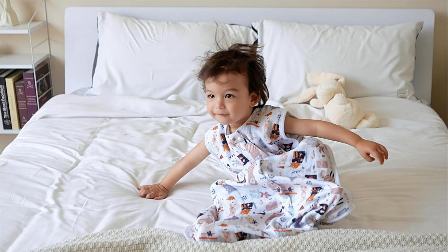 Toddler Sleep Sack 2-4 T Baby Wearable Blanket 100% Organic Cotton 0.5 TOG Baby Muslin Sleep Sacks 2- Way Zipper Soft XL 2T 3T 4T
