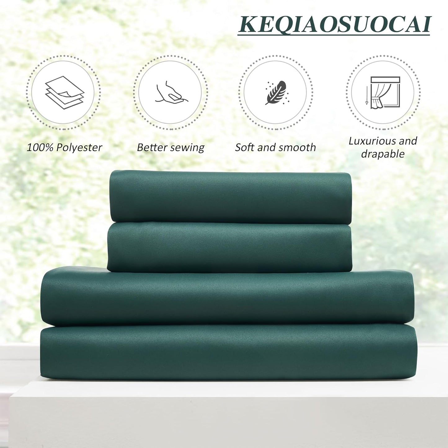 KEQIAOSUOCAI 90 Inch Dark Hunter Green Blackout Curtains for Living Room Pinch Pleated with Hooks - Room Darkening Thermal Insulated Christmas Green Track Curtain 40 x 90 Inches Long-2 Panels Set
