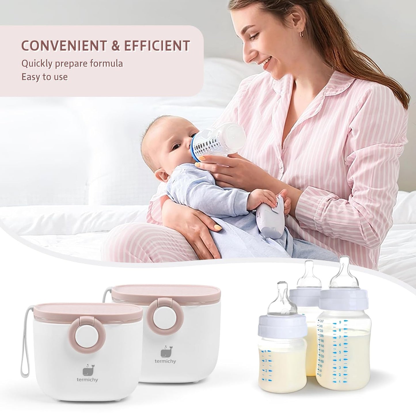 Termichy Baby Formula Dispenser, Portable Formula Dispenser Container with Scoop and Carry Handle for Travel Outdoor Activities for Baby Infant, 500ml
