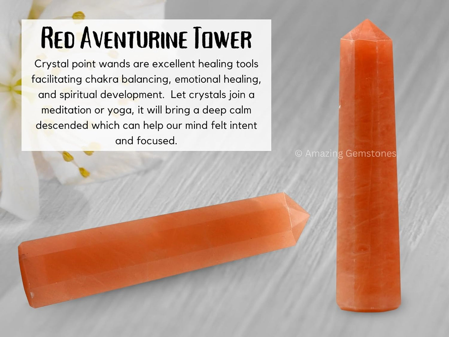 Amazing Gemstone Red Aventurine Crystal Towers - Natural Healing Crystal Point Obelisk for Reiki Healing and Crystal Grid (3 Inch)