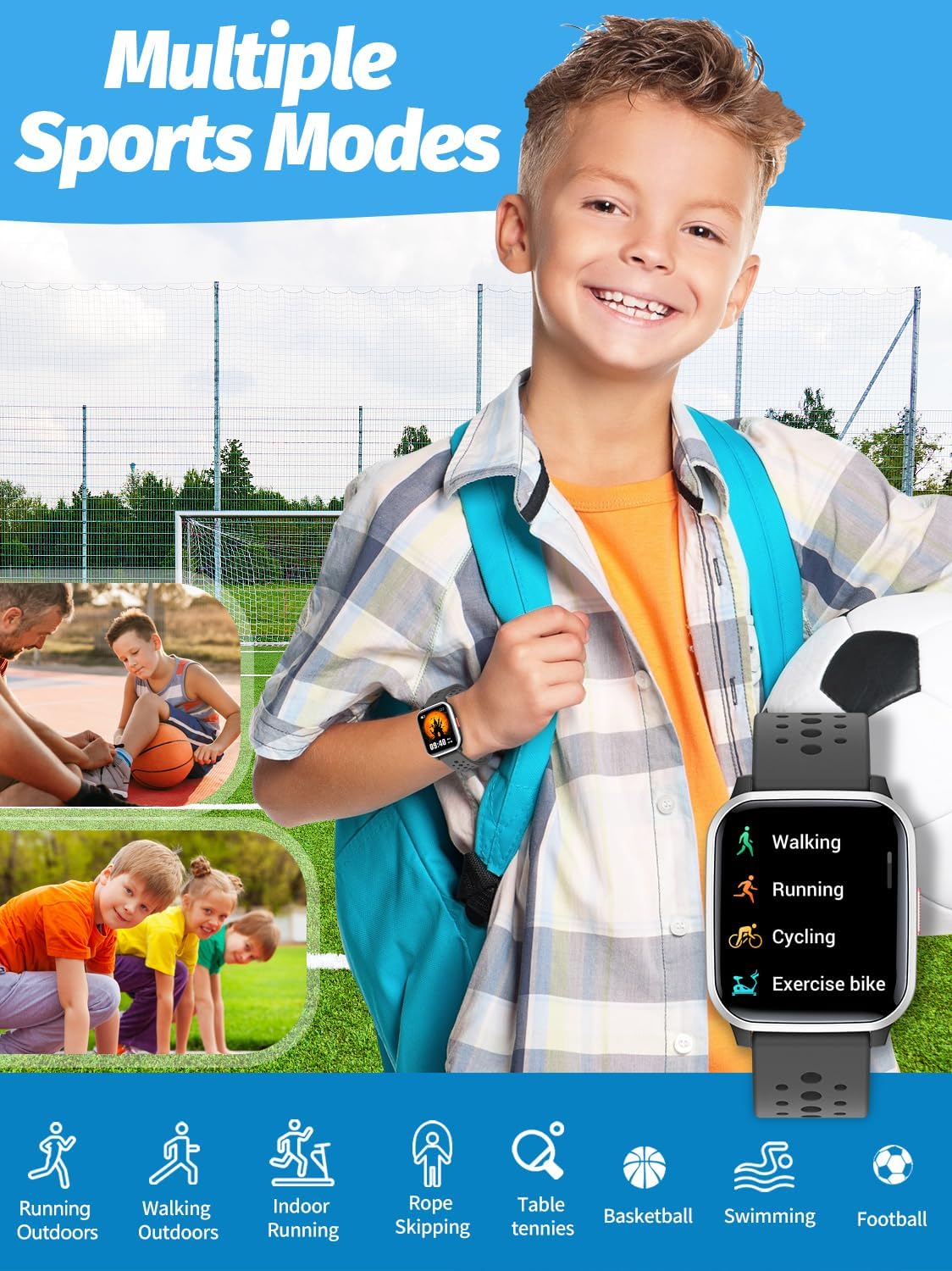 Kids Smart Watch Girls Boys, SmartWatch for Kids Smart Watch Gifts for 4-16 Years Old with Sleep Mode 19 Sports Mode Pedometer Birthday Gift for Boys Girls