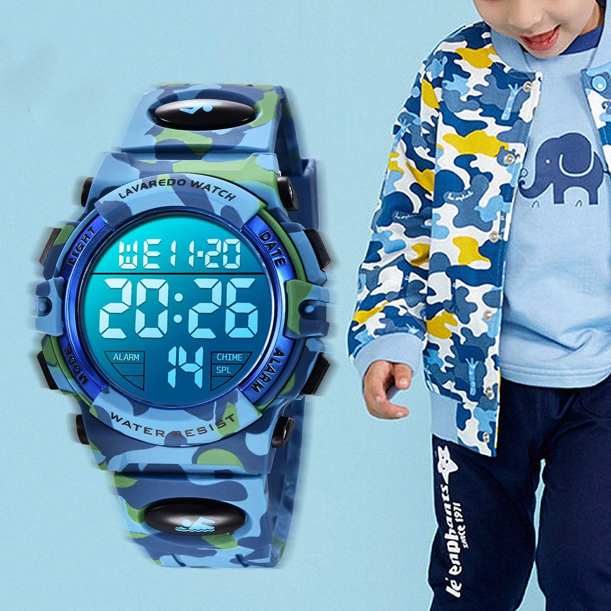 Kids Watch,Boys Watch for 3-15 Year Old Boys,Digital Sport Outdoor Multifunctional Chronograph LED 50 M Waterproof Alarm Calendar Analog Watch for Children with Silicone Band,Kids Gift