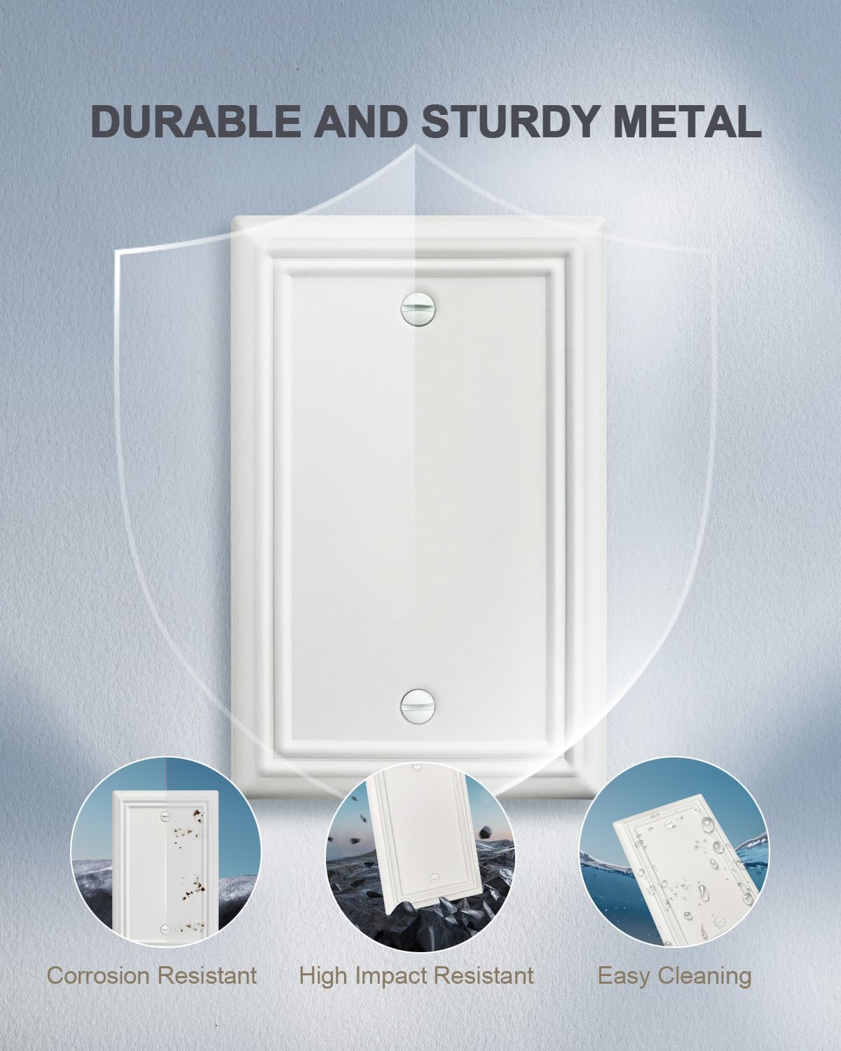 2-Pack Blank Wall Plate, Metal Plate Cover for Unused Outlets, Off White Finish, 3.15''*4.88'', Midsize