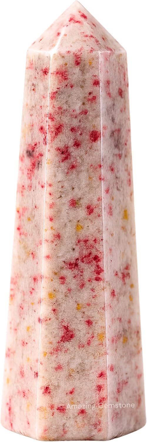 Amazing Gemstone Cinnabarite Crystal Towers - Natural Healing Crystal Point Obelisk for Reiki Healing and Crystal Grid (3 Inch)