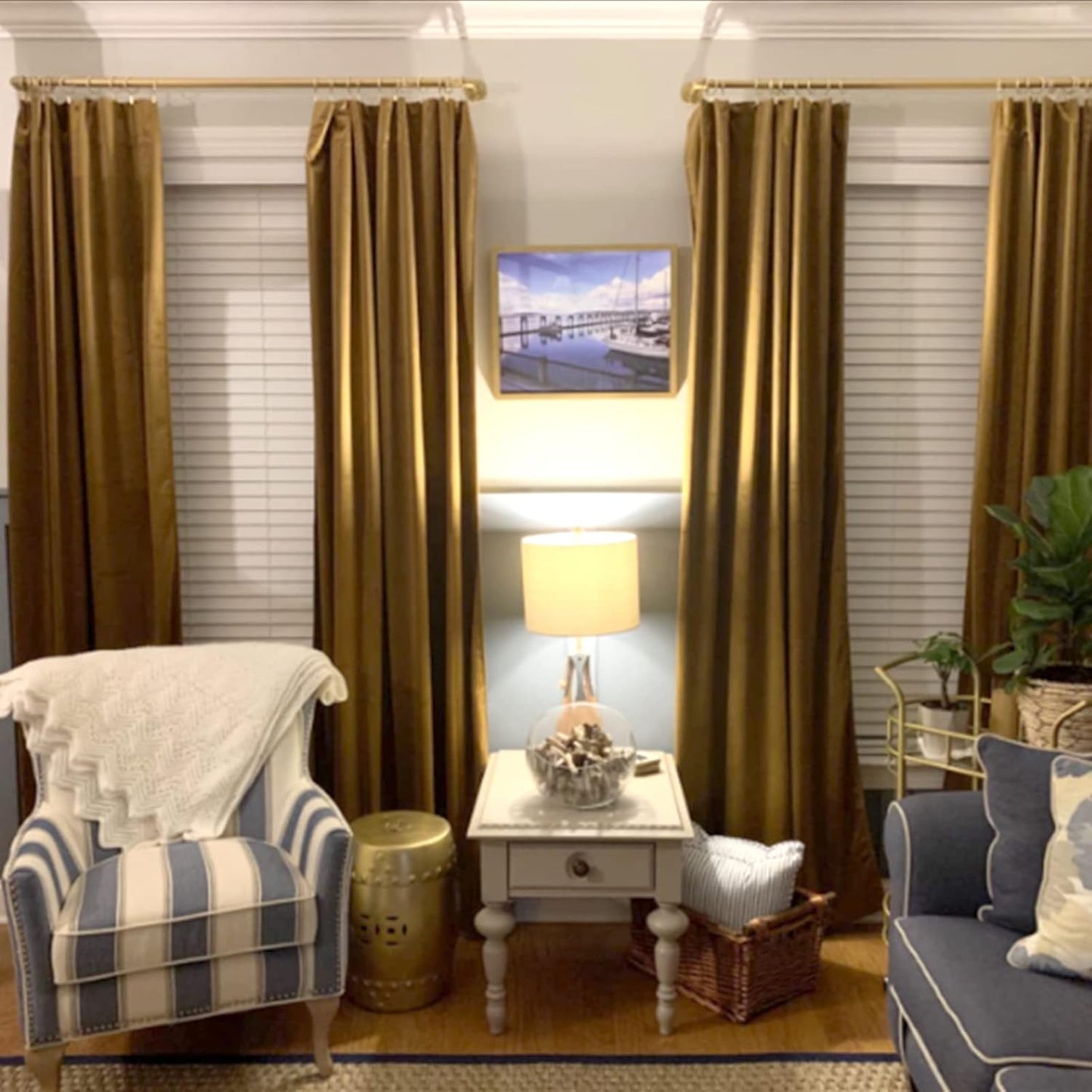 40 Pack Gold Curtain Rings with Clips, Curtain Hooks Hangers Clip Rings for Hanging Drapes Bows Hat, Drapery Rings 1.26 in I D, Fits up to 1 in Diameter Curtain Rod.