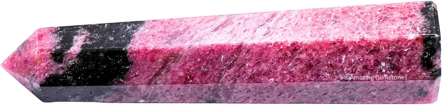 Amazing Gemstone Rhodonite Crystal Towers - Natural Healing Crystal Point Obelisk for Reiki Healing and Crystal Grid (3 Inch)