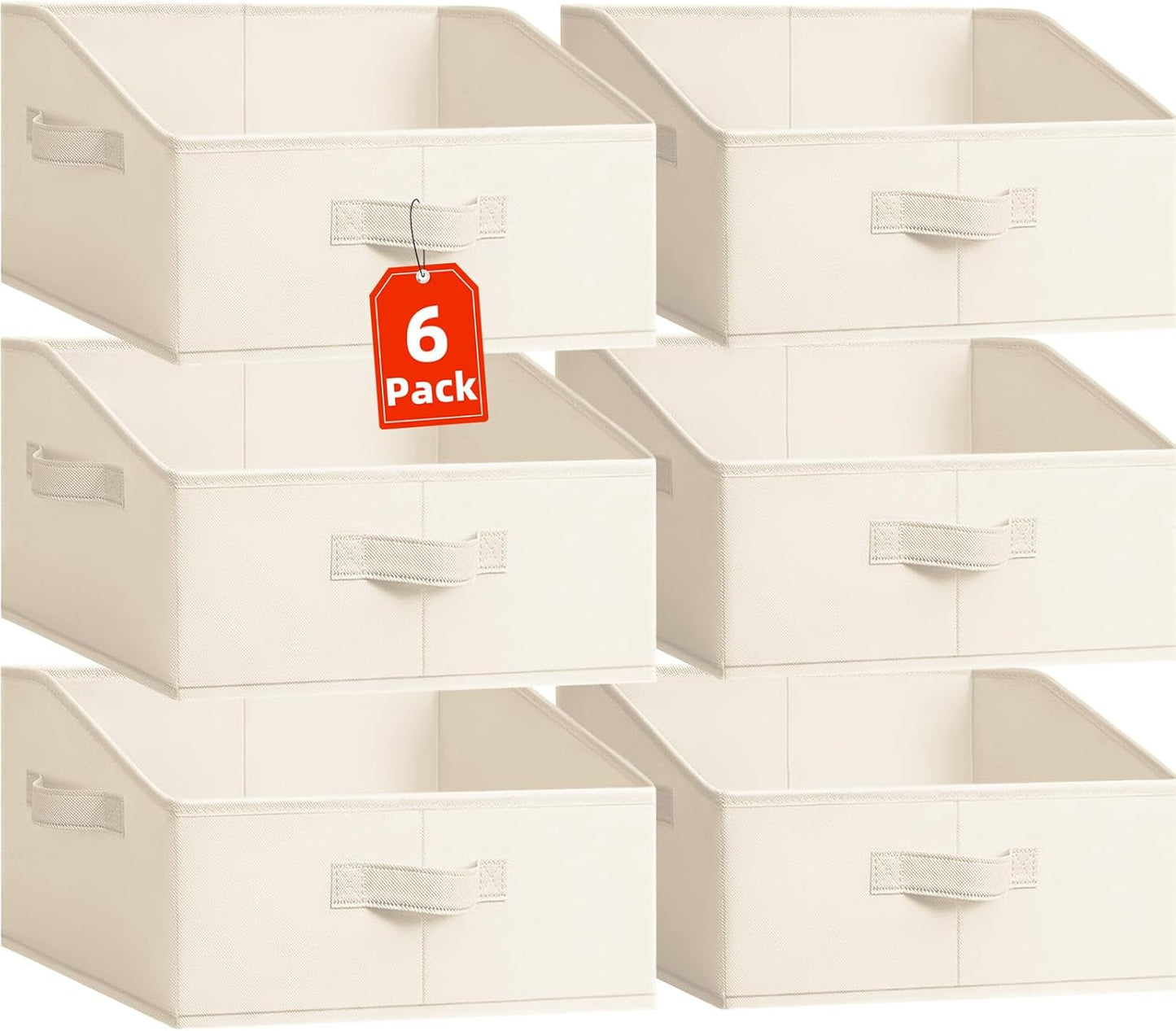 Criusia Closet Organizers Bins 6 Pack - Large Closet Shelf Organizer with Handles - Fabric Trapezoid Home Organization and Storage Baskets for Organizing Clothes Toy Blanket Towel Purse Hats