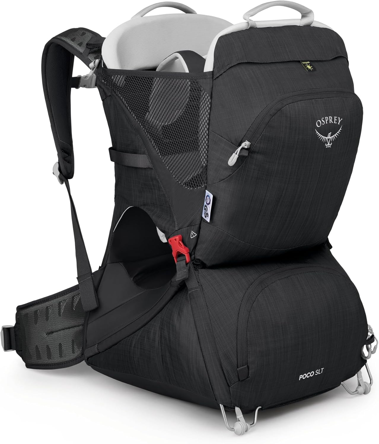 Osprey Poco SLT Lightweight Child Carrier Backpack - Slimmed-Down Hiking Carrier for Toddlers with Safety Harness, Sunshade, and Ventilated Backpanel - Lightweight Travel-Friendly Option