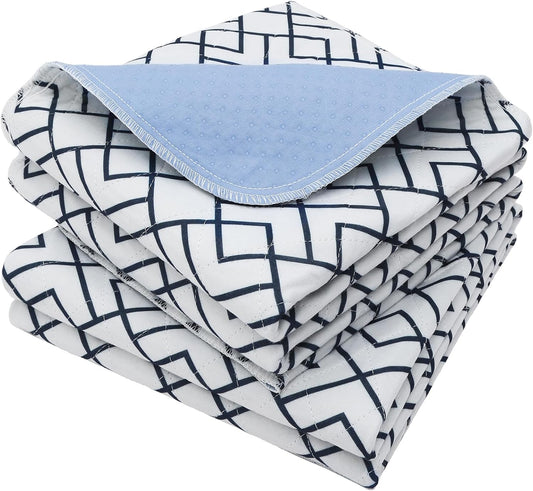 OUTCREATOR® Washable Bed Pads 34" x 56" (Pack of 2), Incontinence Mattress Protector, Anti-Slip Waterproof Underpads for Adults Kids Elderly Pets Absorbency & Reusable Bedwetting Pads (White Geometry)