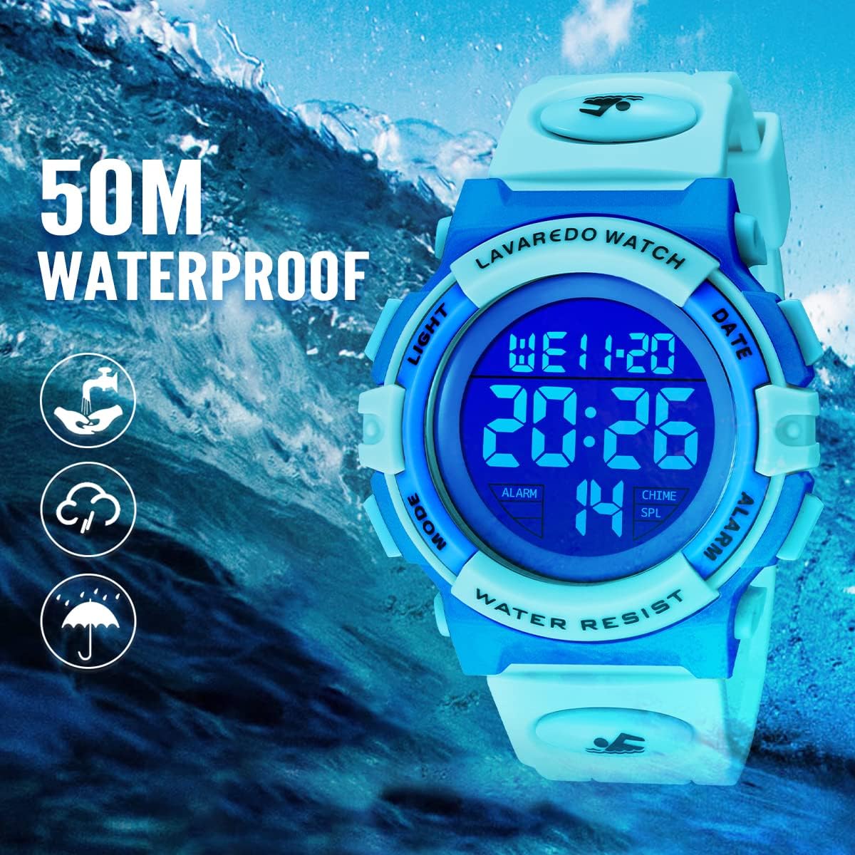 Kids Watch,Boys Watch for 3-15 Year Old Boys,Digital Sport Outdoor Multifunctional Chronograph LED 50 M Waterproof Alarm Calendar Analog Watch for Children with Silicone Band,Kids Gift