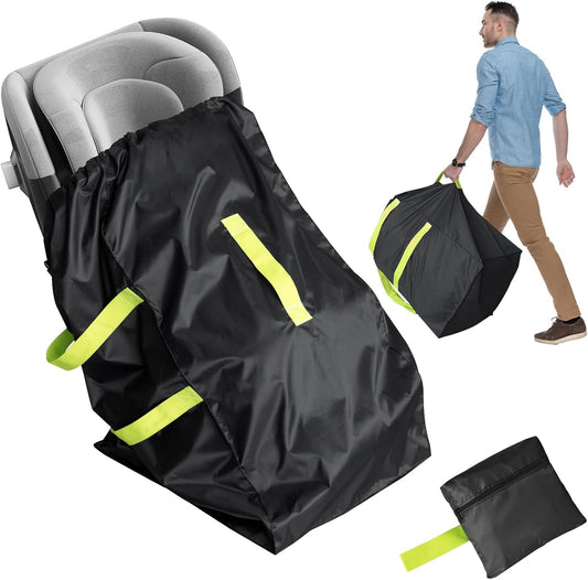Car Seat Travel Bag for Airplane, Water-Resistant Gate Check Bag with Adjustable Carry Straps, Universal Fit, Durable Carseat Cover For Airplane Travel, Black