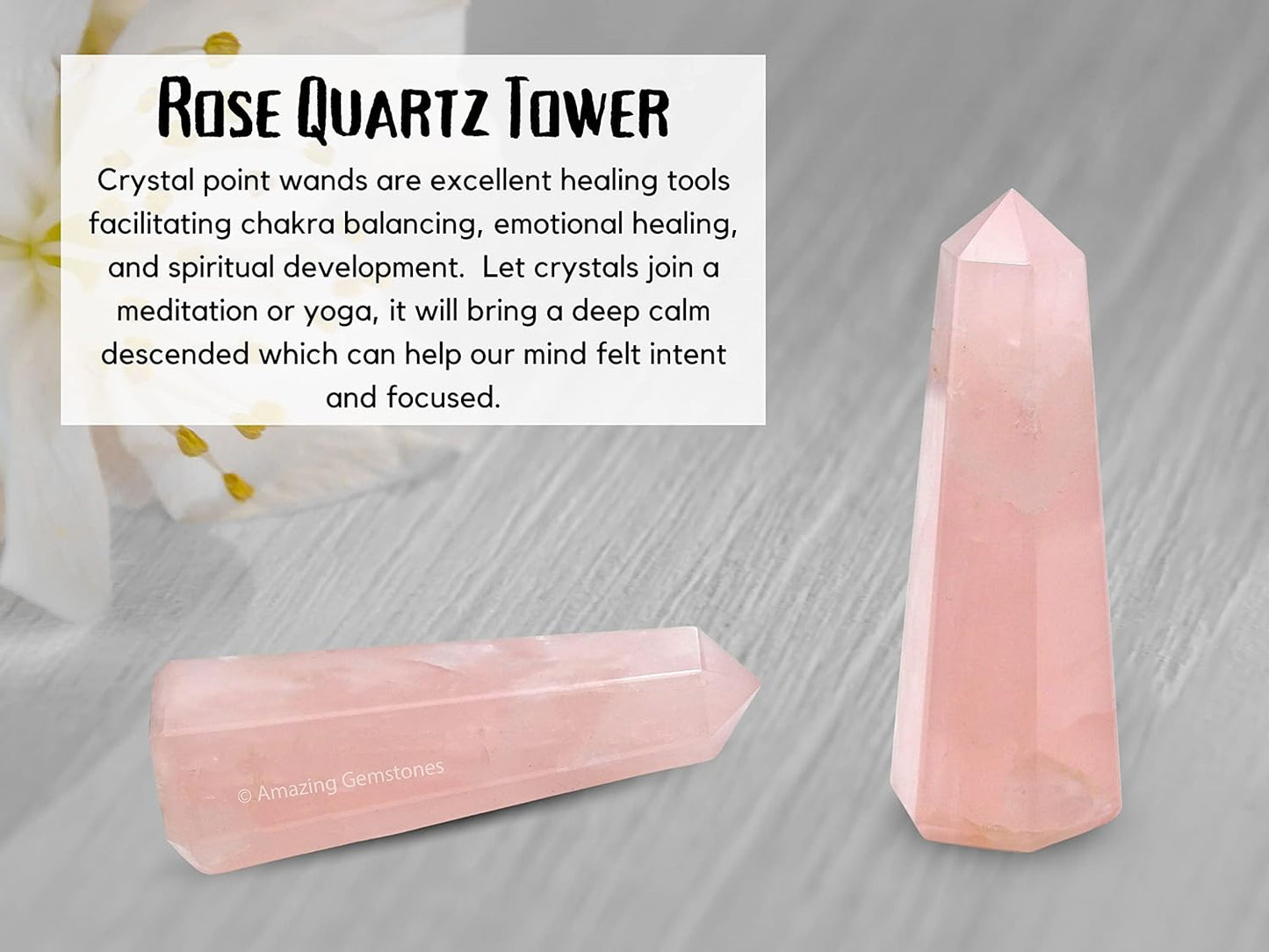 Amazing Gemstone Rose Quartz Crystal Towers - Natural Healing Crystal Point Obelisk for Reiki Healing and Crystal Grid (3 Inch)