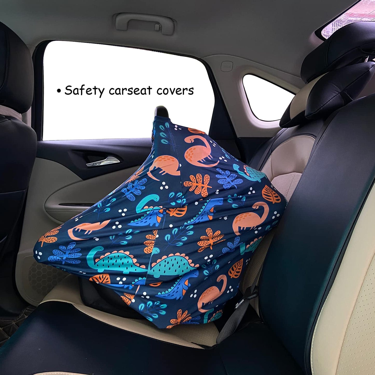 Car Seat Covers for Babies - Multi-use Carseat Canopy Cover Breastfeeding Covers, Stroller Canopy Cover (Navy Dinosaur)