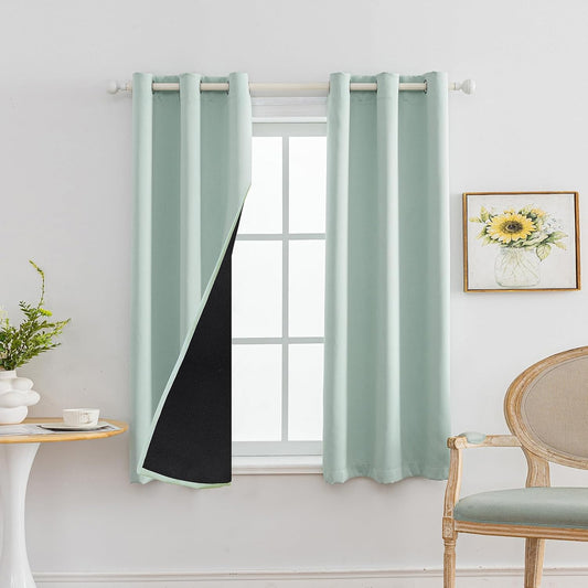 Anytime 100% Blackout Curtain Set, Thermal Insulated & Energy Efficiency Window Draperies for Guest Room, Full Shading Panels for Shift Worker and Light Sleepers（Light Blue, 2 Panels, 42W x 54L）