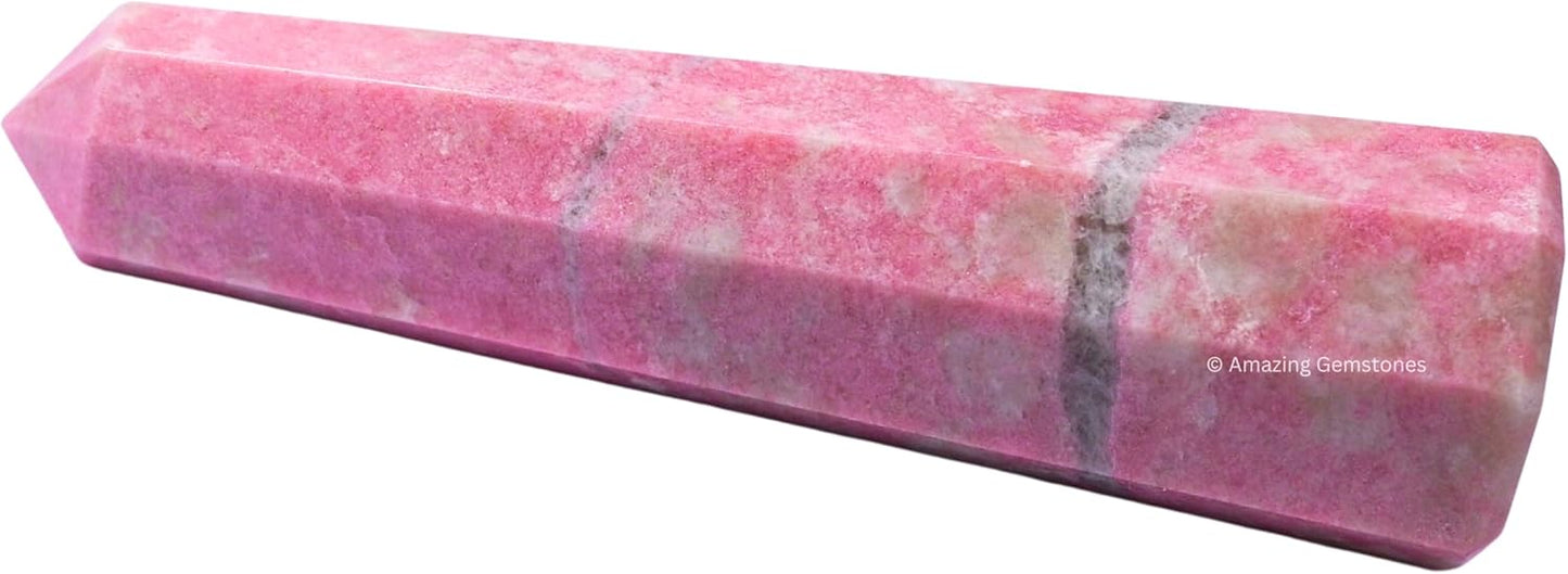 Amazing Gemstone Thulite Crystal Towers - Natural Healing Crystal Point Obelisk for Reiki Healing and Crystal Grid (3 Inch)