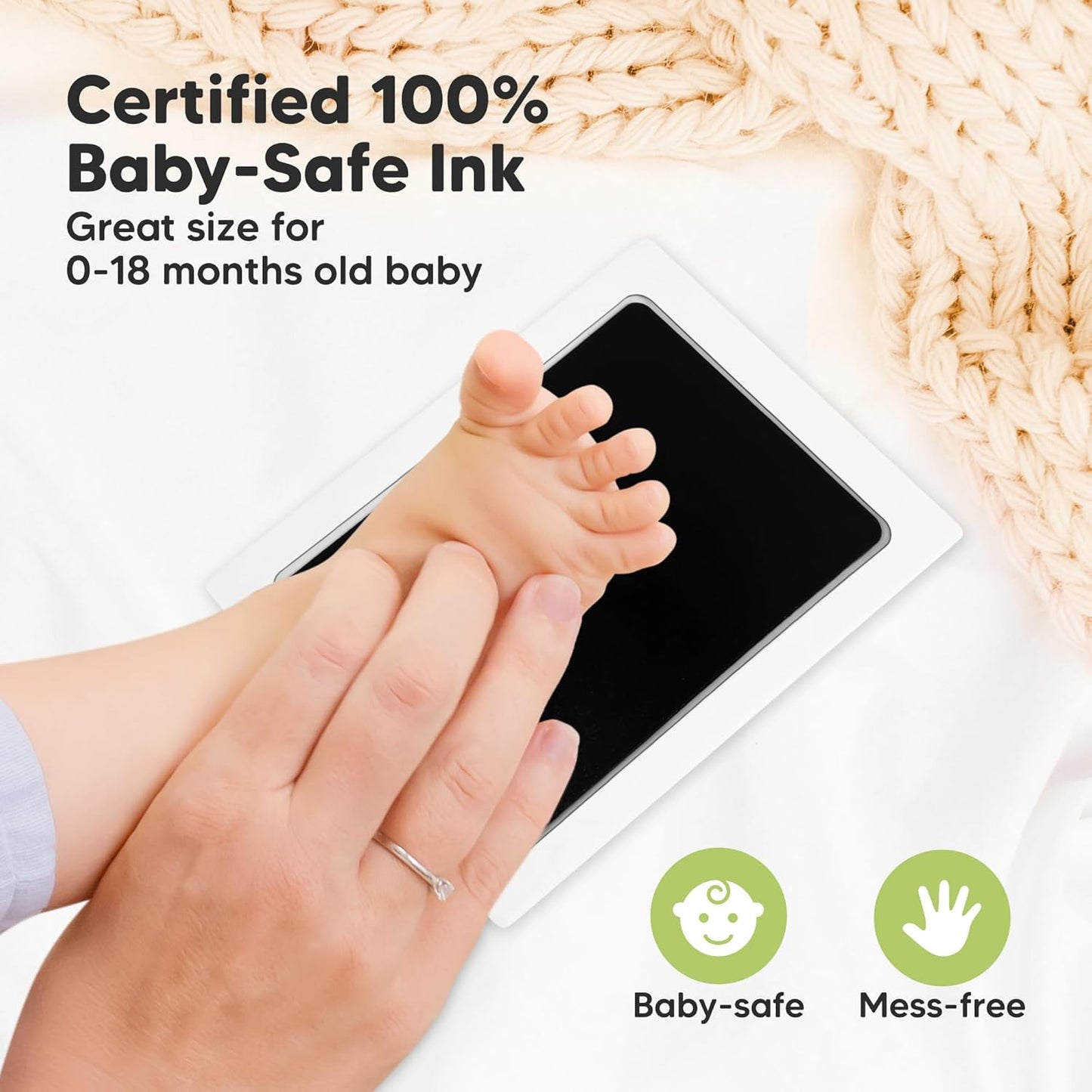 4-Pack Inkless Baby Hand and Footprint Kit - Mess Free Ink Pad for Newborn Keepsake, Dog Nose & Paw Print Kit, Clean Touch Ink Pad for Baby Hand & Footprints, Ideal New Mom Gifts (Jet Black, L)