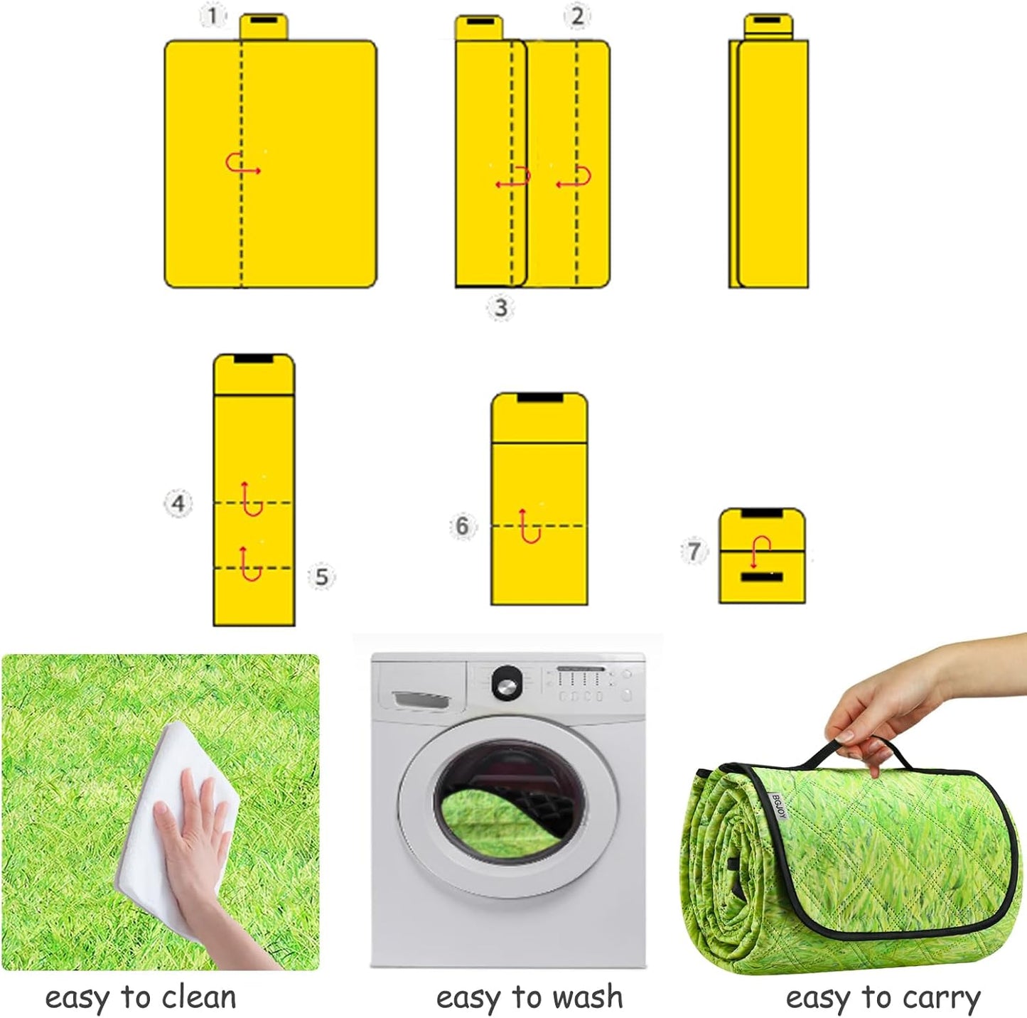 Large Beach Blanket Waterproof Sandproof Picnic Blankets Outdoor Blanket Foldable Beach Mat Sandfree with Carry Strap Lightweight Beach Blankets fit 2 to 4 Adults for Beach Camping Grass Lawn Park