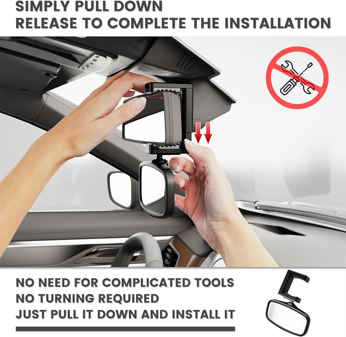 360-Degree Baby Car Mirror for Rear-Facing Seats,Kids Safety Mirrors with Tool-Free Installation,Kids Rear View Mirror BPA-Free Shatterproof & ASTM Certified (Adjustable 14"-22") (2 Pack)