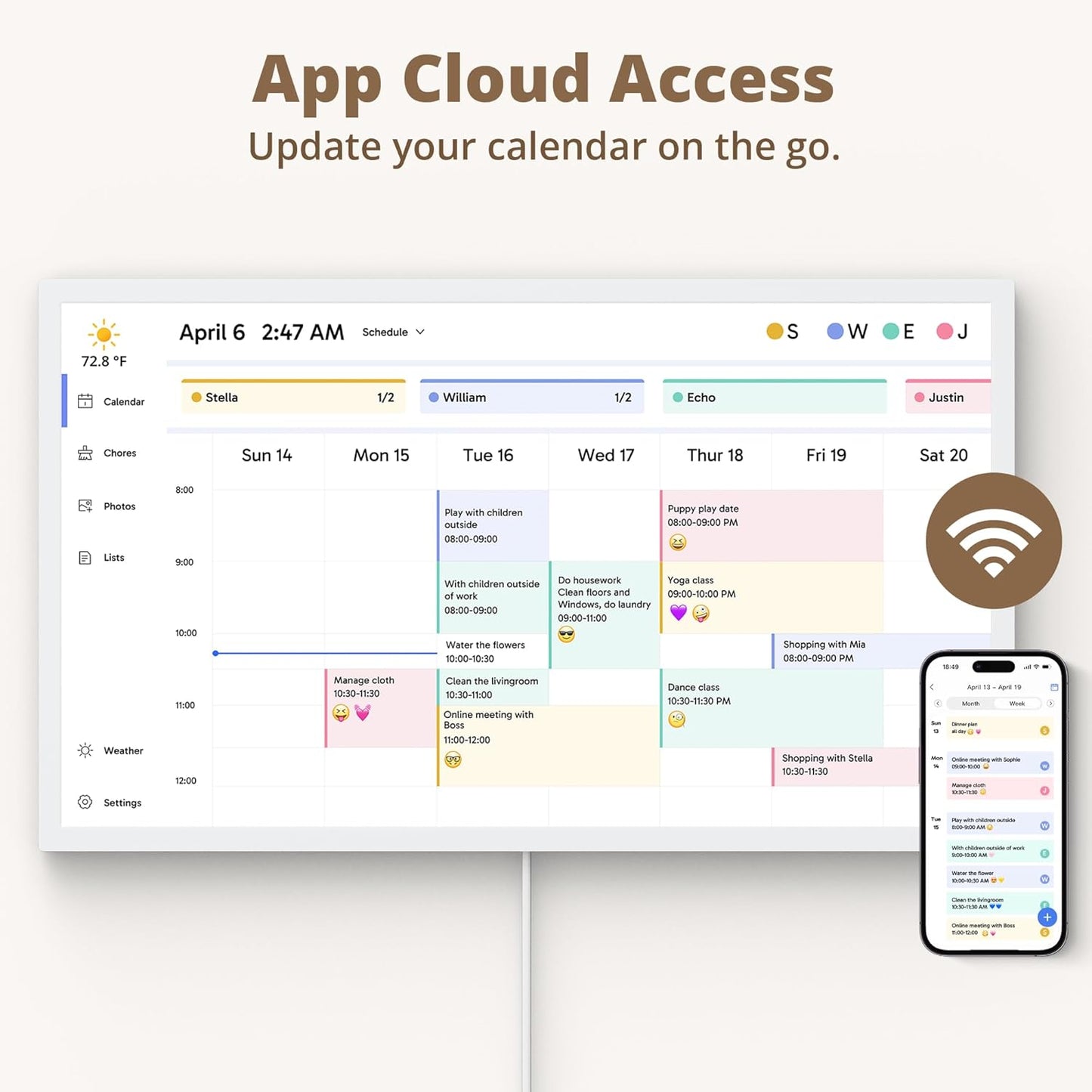 Dragon Touch 27 inch Digital Calendar Chore Chart – Interactive Touchscreen, Smart Family Planner, Hearth Display Desk Digital Calendar Seamless Scheduling