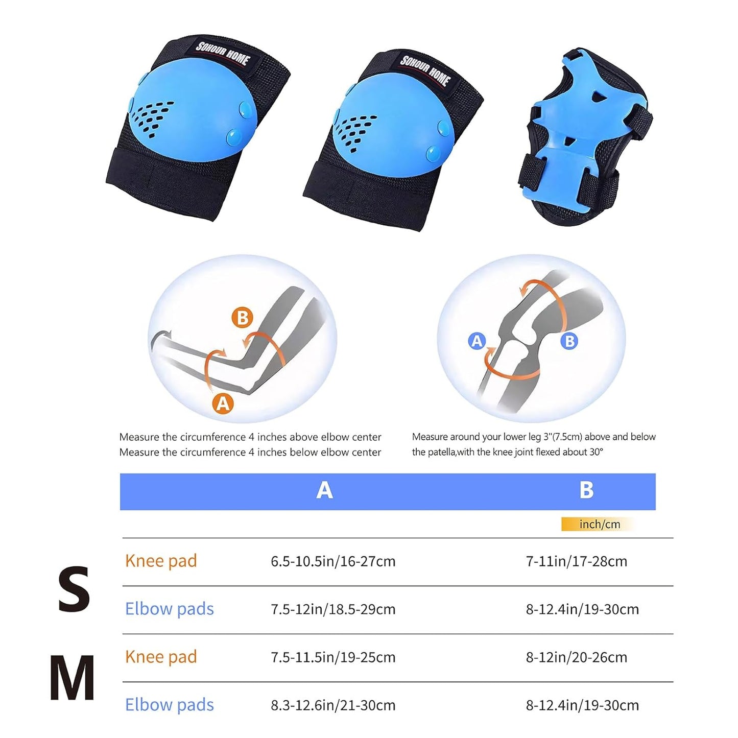 Youth/Kids Knee Pads Elbow Pads Wrist Guards Protective Gear Set for 3-15 Years Child Roller Skates, Skateboard, Cycling, Inline Skating, BMX Bike, Balance Bike, Scooter Riding and Other Outdoor Sports