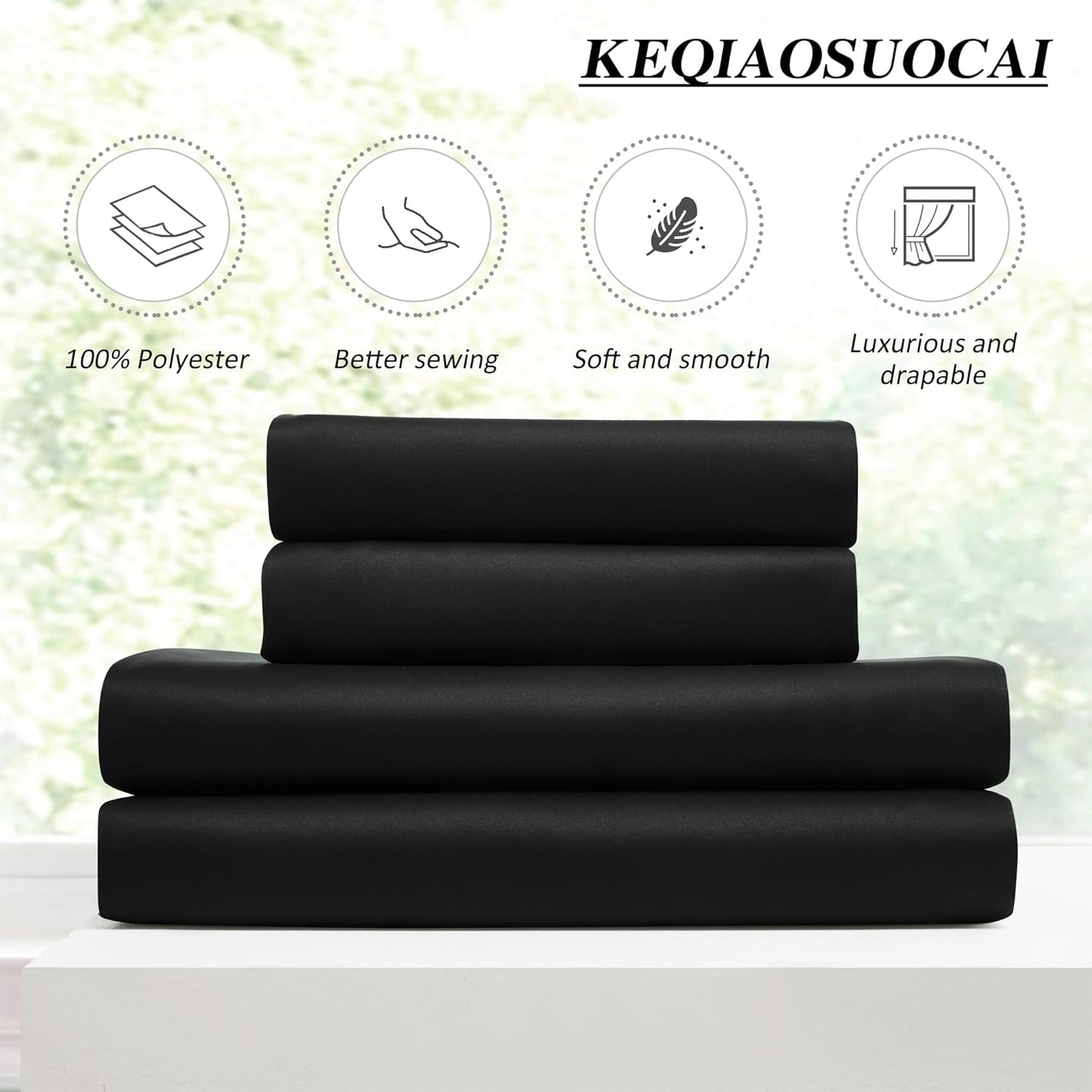 KEQIAOSUOCAI Black Blackout Curtains 150 Inches Long for Living Room Patio Door 2 Panels Set Room Darkening Pinch Pleated Extra Long Polyester Pinched Curtains Thermal Insulated Drapes 40 Wide