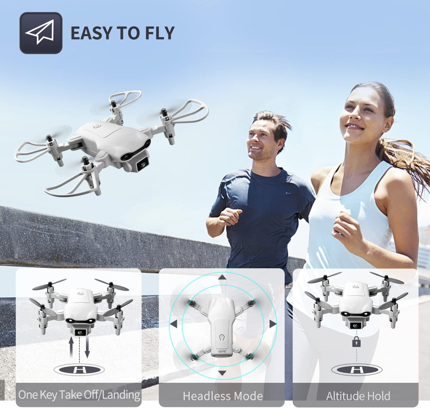 4DV9 Mini Drone with 1080P HD Camera for Kids FPV Live Video RC Quadcopter for Adults Beginners Toys Gifts,Altitude Hold, Waypoints Functions,One Key Start,3D Flips,3 Batteries,Gray