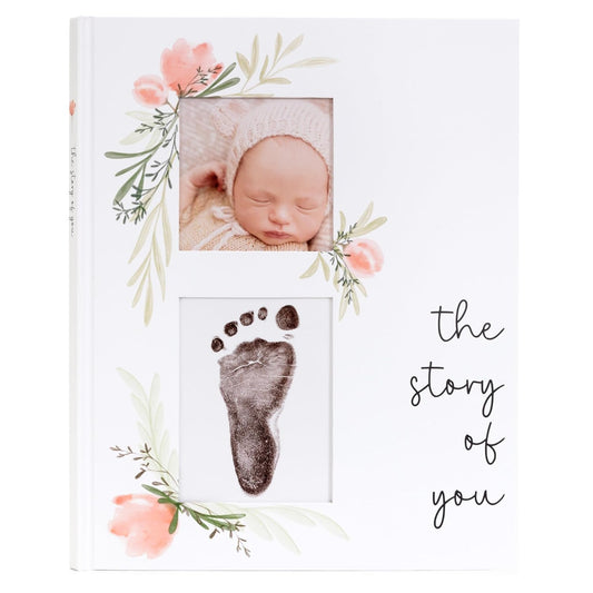 Baby Memory Book for the Modern Minimalist - Simple Baby Book for Girl - First Years Journal - Monthly Milestone Keepsake Record Book - Pregnancy Gift for Baby Shower (Pink)