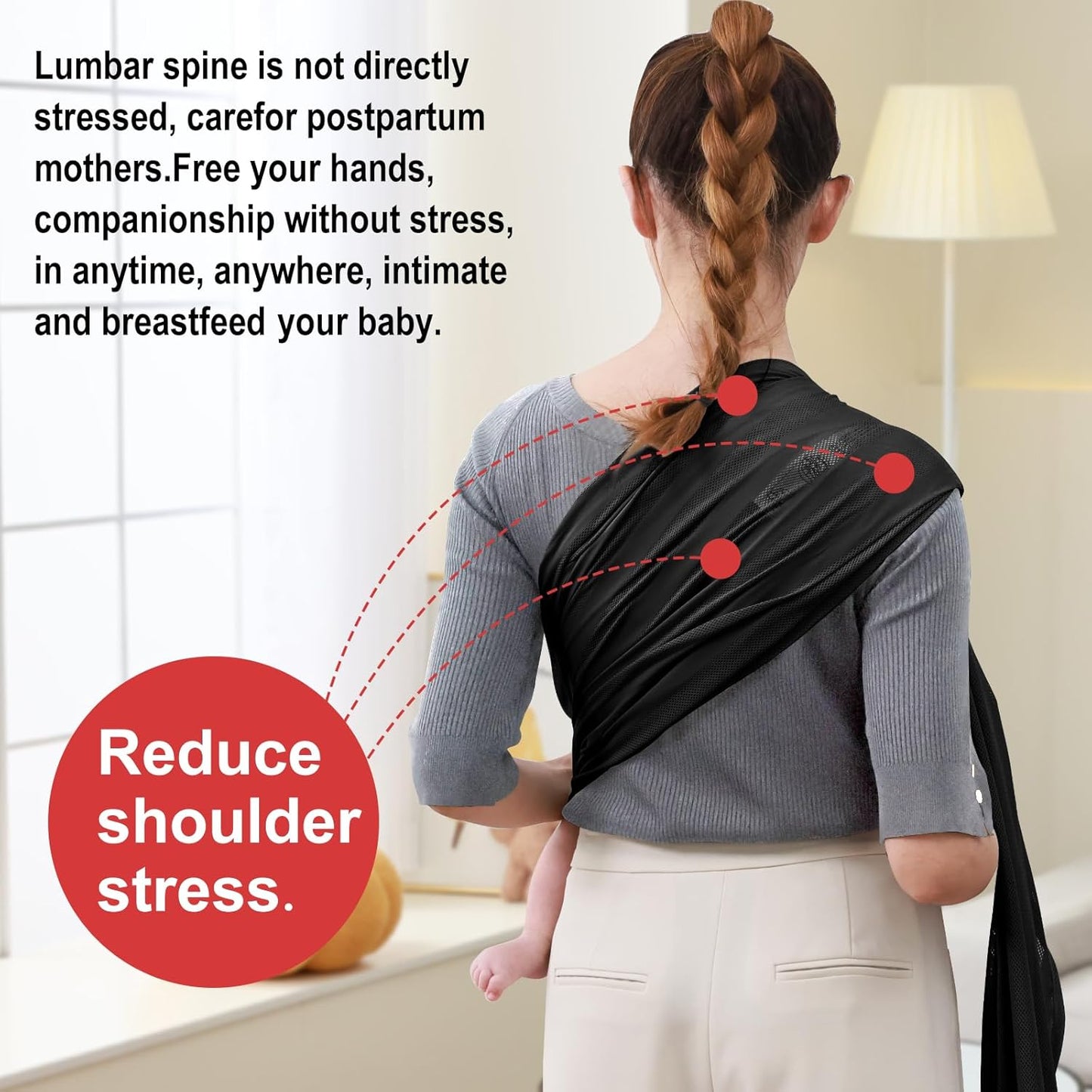 CUBY Water Baby Sling Carrier Lightweight Breathable Mesh Baby Wraps Carrier Adjustable Ring Sling Quick-Drying Baby Carriers Sling for Newborn Toddler Summer Swimming Pool Beach (Black Stripe)