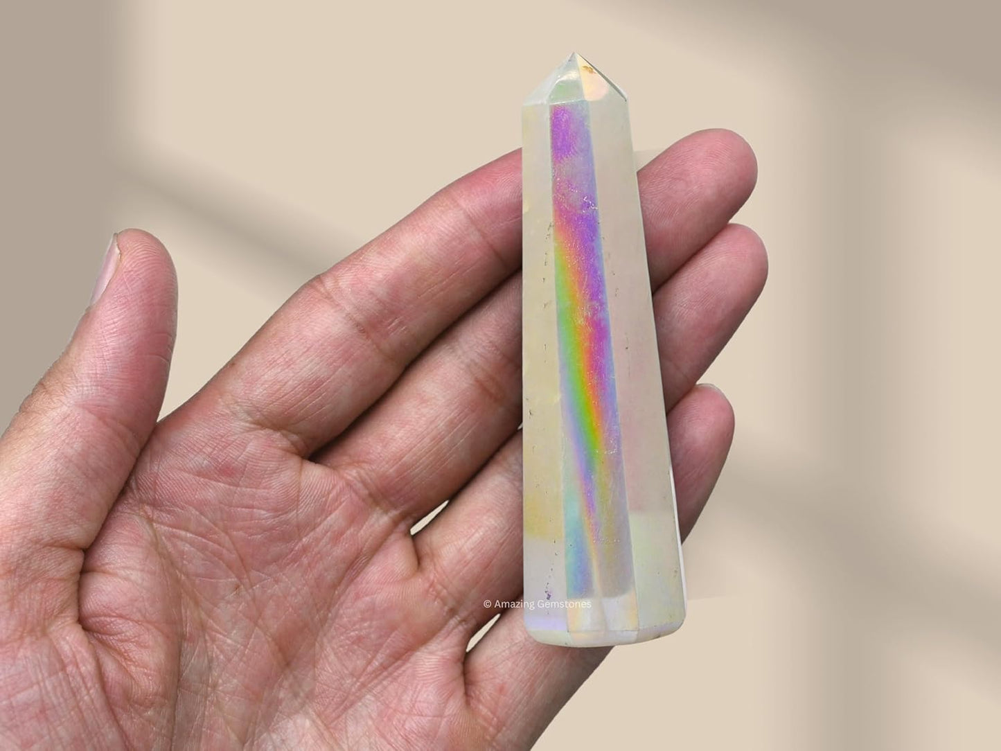 Amazing Gemstone Angel Aura Quartz Crystal Towers ~ Natural Healing Crystal Point Obelisk for Reiki Healing and Crystal Grid (3- Inch)