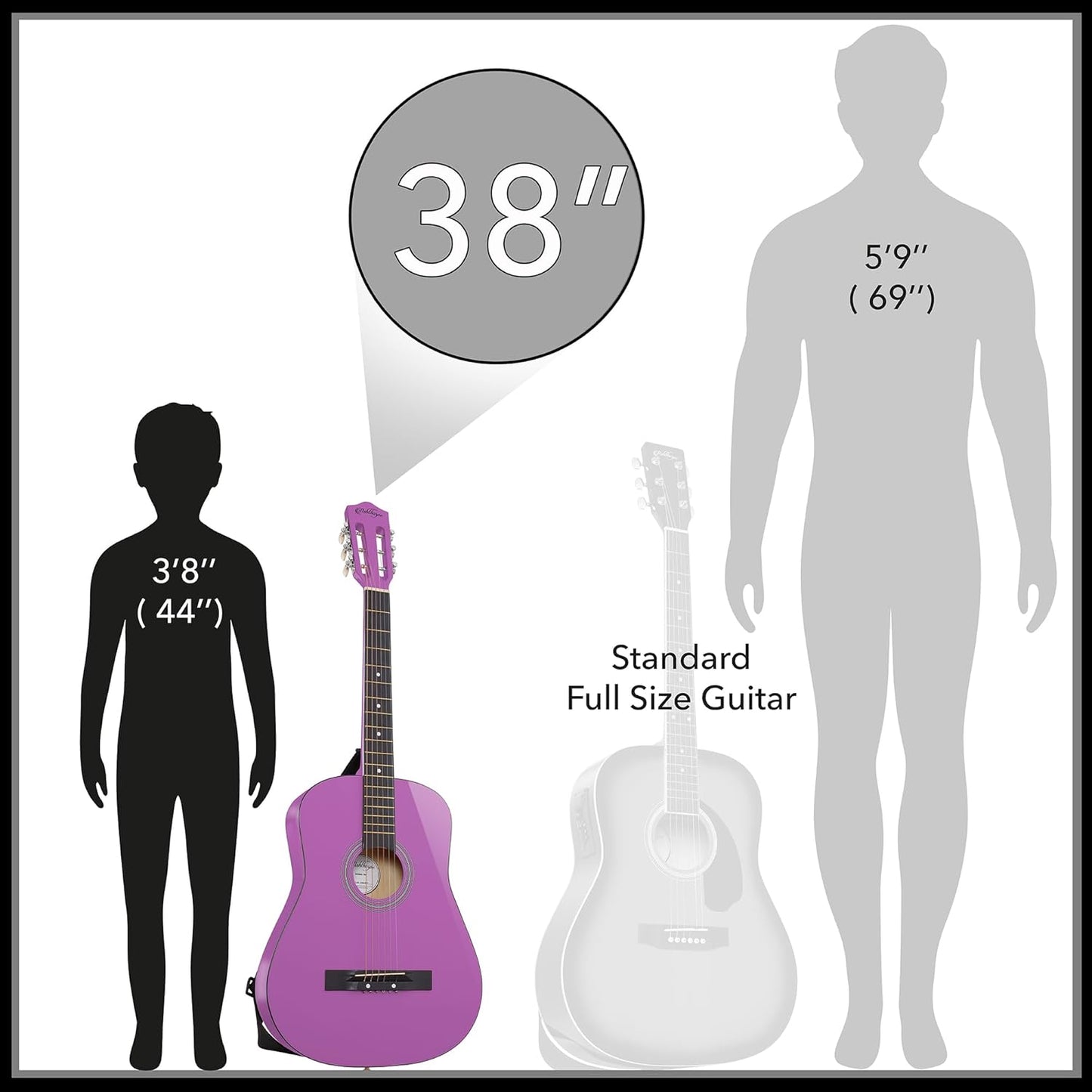 Ashthorpe 38-inch Beginner Acoustic Guitar Package (Purple), Basic Starter Kit w/Gig Bag, Strings, Strap, Tuner, Pitch Pipe, Picks