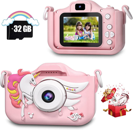 Kids Camera Toys for 3 4 5 6 7 8 9 10 11 12 Years Old Boys/Girls, Kids Digital Camera for Toddler with Video, Birthday Festival for Kids, Selfie Camera for Child, 32GB TF Card