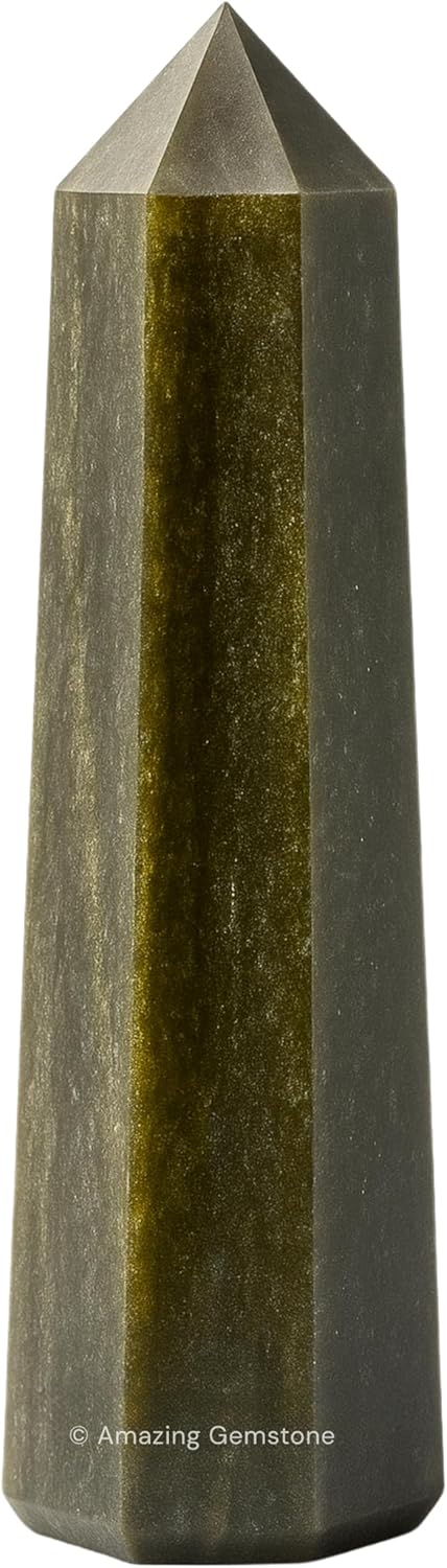 Amazing Gemstone Golden Sheen Obsidian Crystal Towers - Natural Healing Crystal Point Obelisk for Reiki Healing and Crystal Grid (3 Inch)