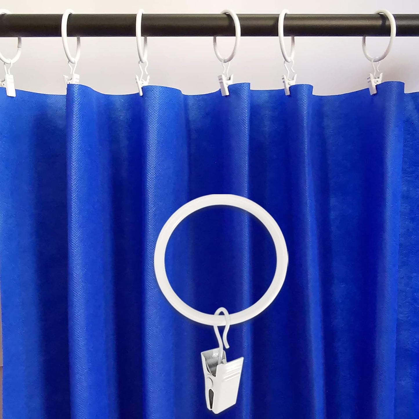 100 Pack White Curtain Rings with Clips, Curtain Hooks Hangers Clip Rings for Hanging Drapes Bows Hat, Drapery Rings 1.5 in I D, Fits up to 1.2 in Diameter Curtain Rod.