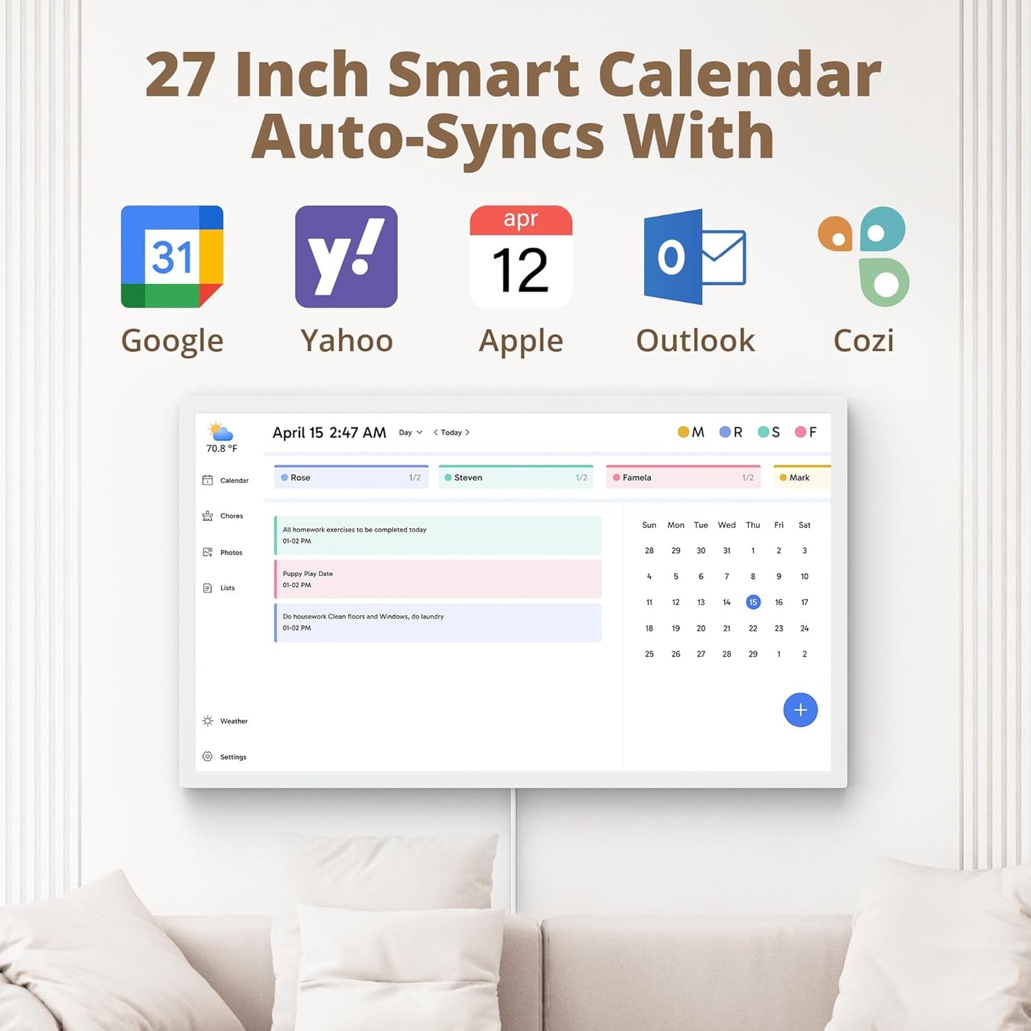 Dragon Touch 27 inch Digital Calendar Chore Chart – Interactive Touchscreen, Smart Family Planner, Hearth Display Desk Digital Calendar Seamless Scheduling