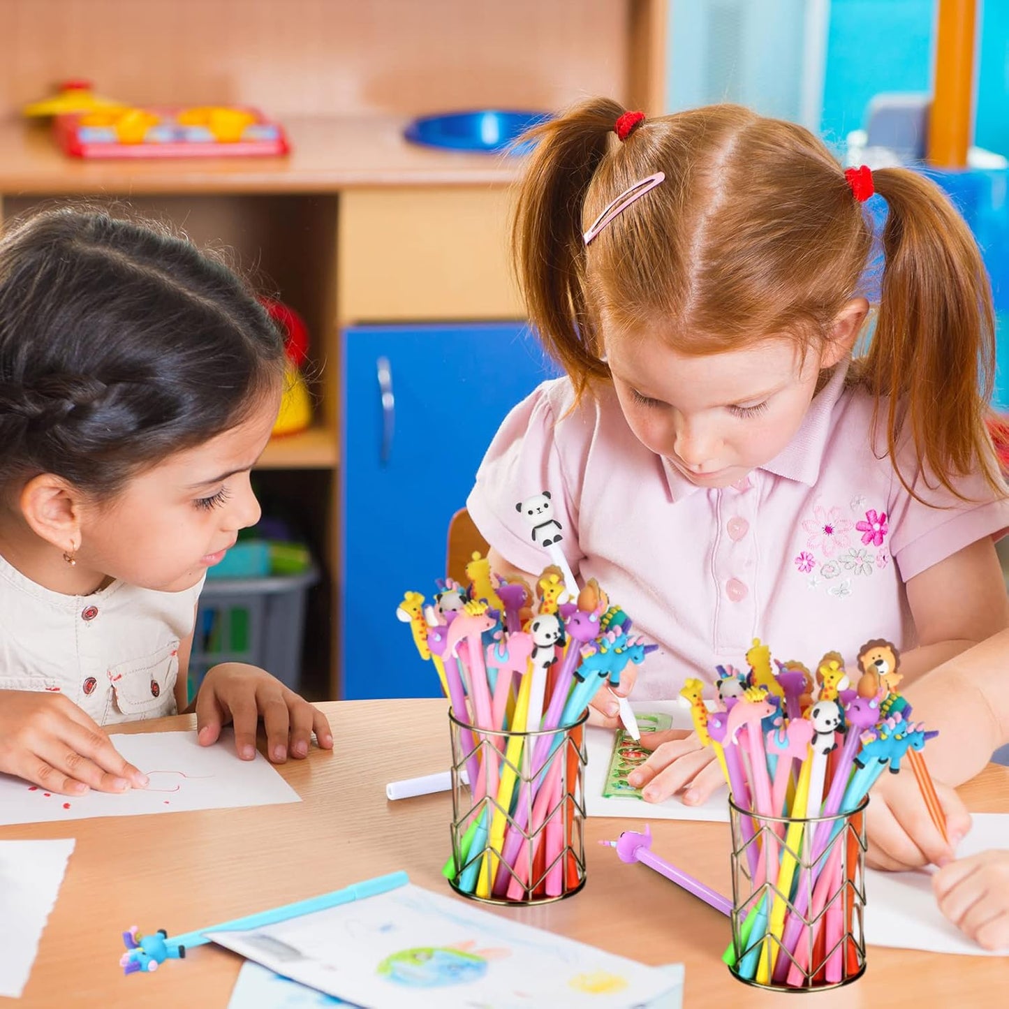 24 Pieces Fun Animal Pens for Kids Cute Cartoon Gel Ink Fun Novelty Pens Bulk Birthdays Gift for Kids Daughter Girls Students Classroom Friends Black Ink Back to School Present(Animal Style)