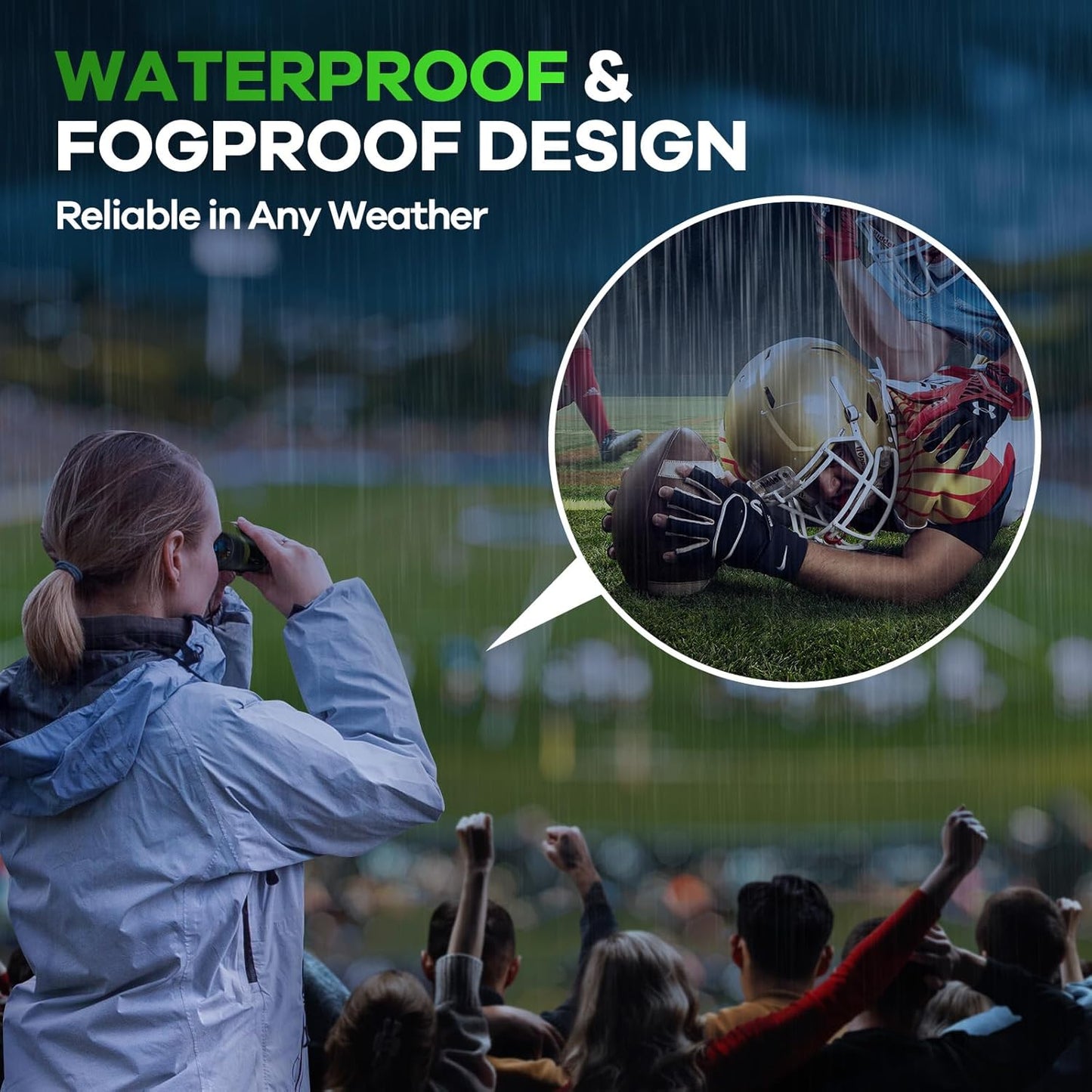 High Powered 15x25 Compact Binoculars for Adults&Kids with BAK4 Prism,FMC Lens,Waterproof Binocular with Low Light Vision,Small Binoculars for Cruise Ship/Theater/Travel/Sightseeing (Green)