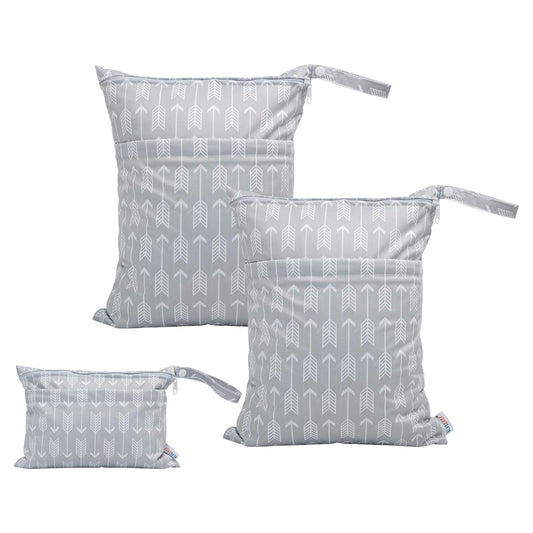 ALVABABY 3pcs Baby Cloth Diaper Wet/Dry Bags|Waterproof Reusable with Two Pockets|Travel, Beach, Pool, Daycare, Soiled Baby Items,Yoga，Gym Bag for Swimsuits or Wet Clothes 3L-YX36