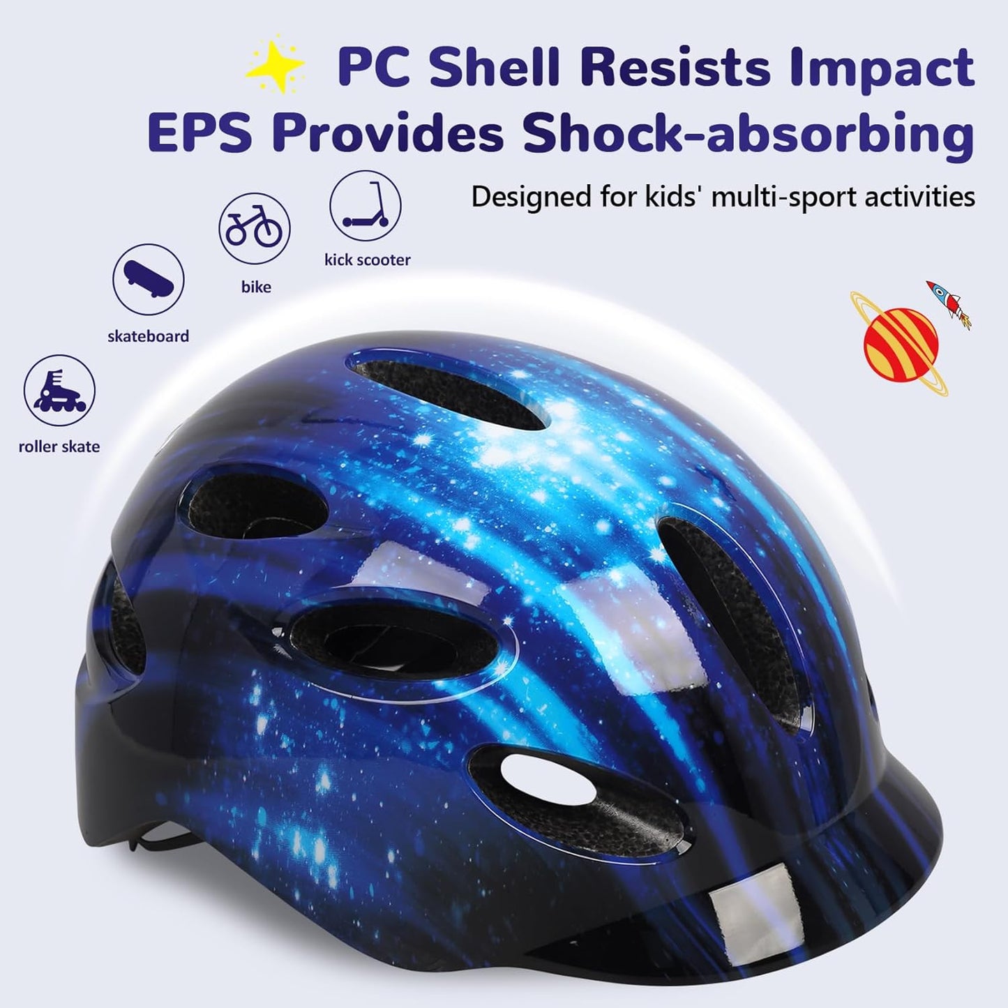 Kids/Youth Bike Helmet for Boys Girls and Teens, Adjustable and Multi-Sport for Bicycle, Kick Scooter, Skateboard, Roller/Inline Skate