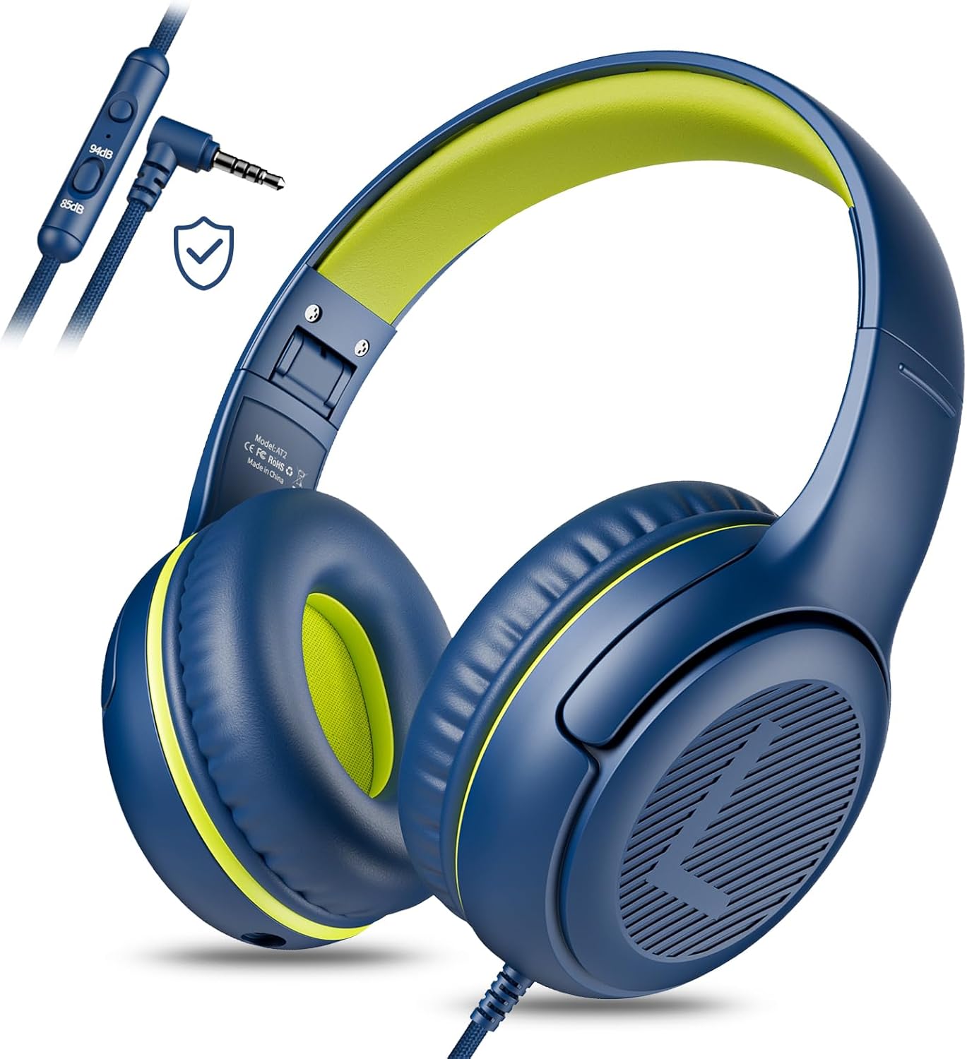 Kids Headphones for School Toddler Wired with Microphone Plug in Bulk Boys Headset Girls 3+ Year Old Blue Green shareport Phones Teen Volume Control Airplane Two People Childrens Babies