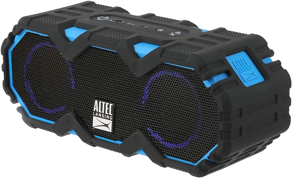 Altec Lansing LifeJacket Mini - Waterproof Bluetooth Speaker with Lights, Portable Wireless Speaker for Pool, Beach, Hiking, Sports, Camping, 16 Hour Playtime, Floats in Water
