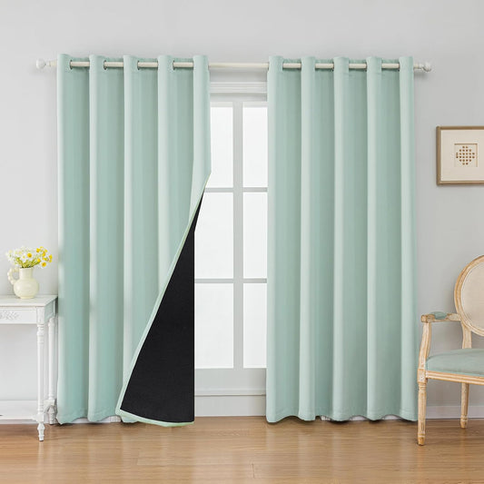 Anytime 100% Blackout Curtain Set, Thermal Insulated & Energy Efficiency Window Draperies for Guest Room, Full Shading Panels for Shift Worker and Light Sleepers（Light Blue, 2 Panels, 70W x 108L）