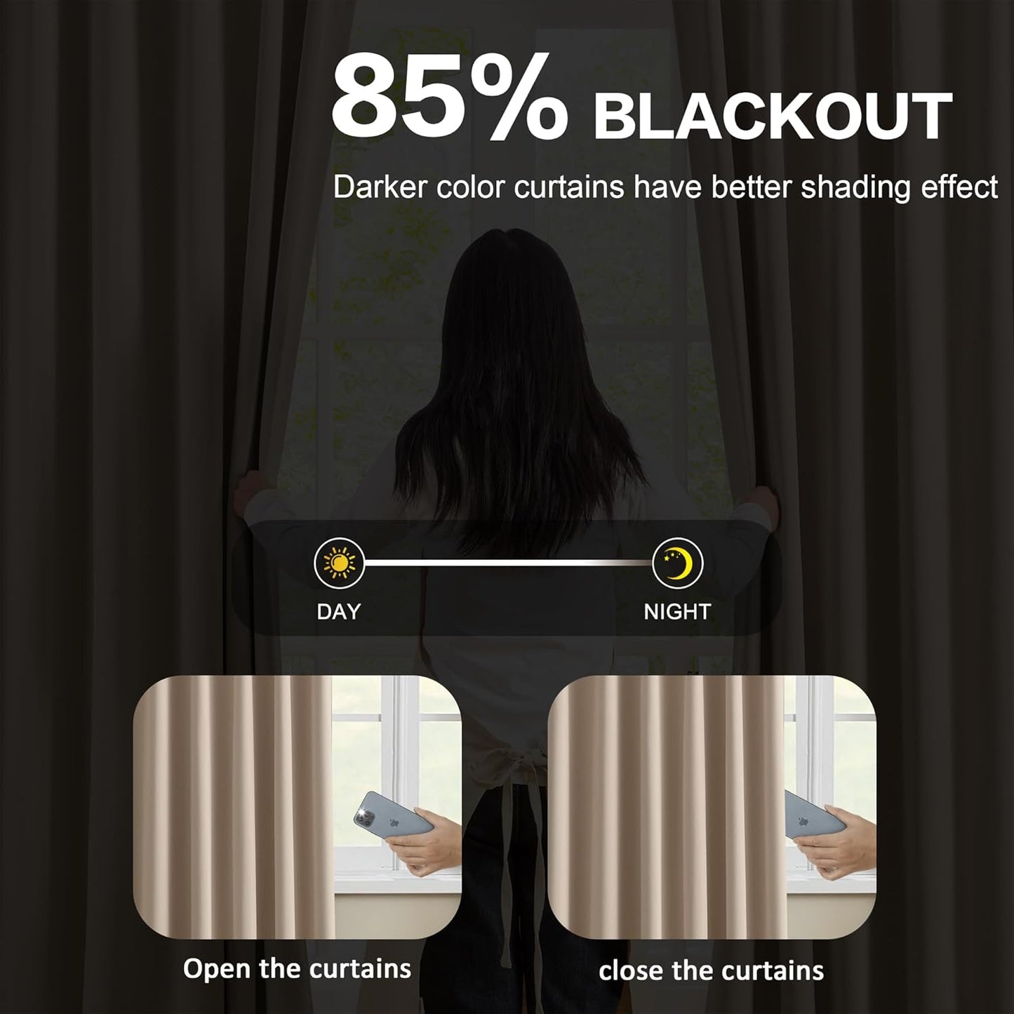 KEQIAOSUOCAI Extra Wide Pinch Pleated Blackout Living Room Bedroom Curtains, Triple Weave Thermal Insulated Window Treatment Light Blocking Panels for Patio/Hall/Porch (Khkai, W80 x L96, Set of 2)