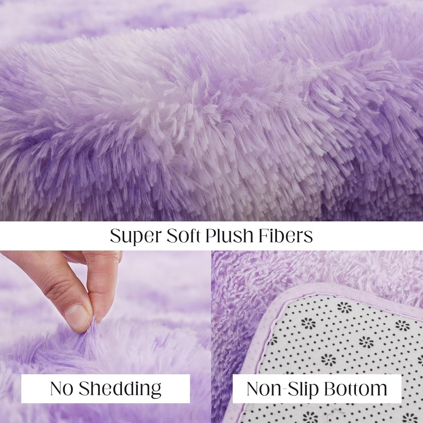 Area Rugs 9x12, Fluffy Rugs for Living Room, Ultra Soft Rugs for Bedroom, Non-Slip Indoor Carpet for Nursery, Kids Room, Playroom, Home Decor, Tie-Dyed Purple