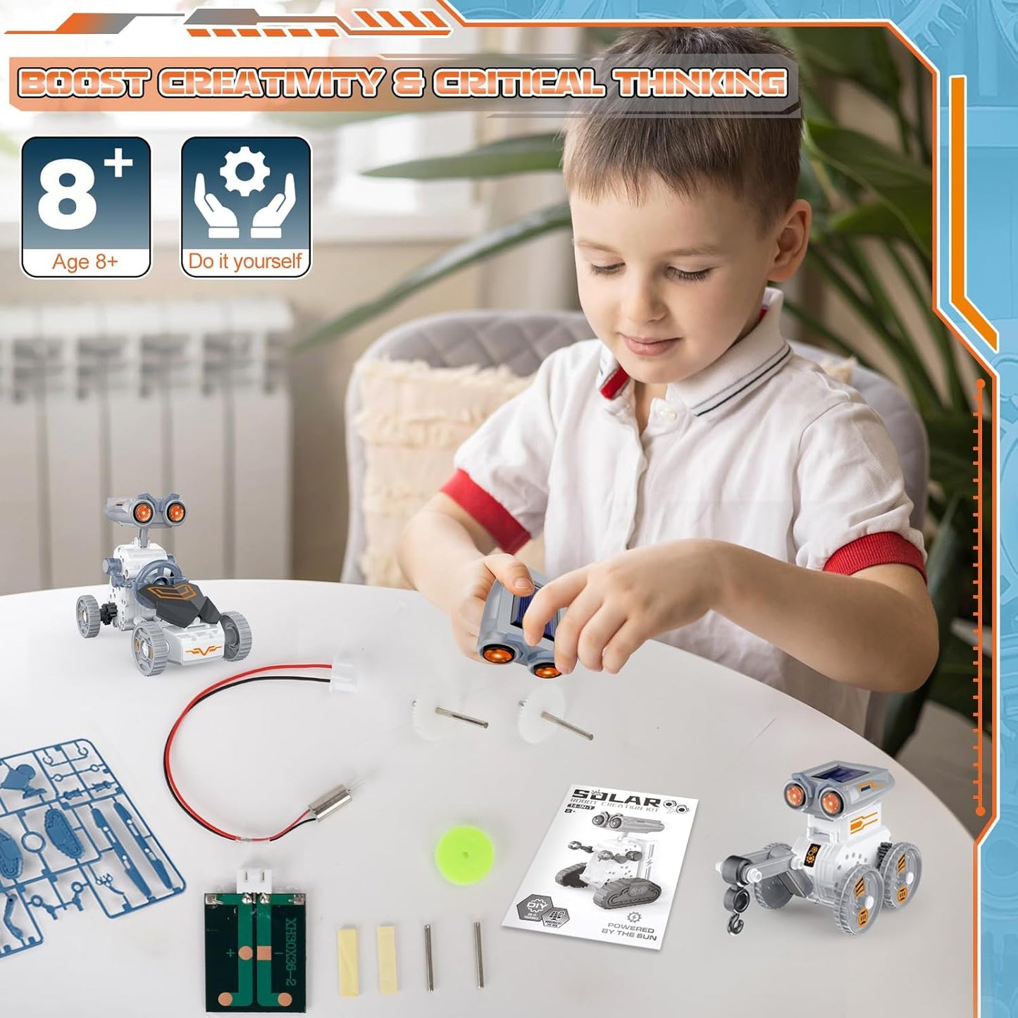 14-in-1 Solar Robot Building Kit for Kids, STEM Projects for Kids Ages 8-13, 191 Pcs DIY Engineering Science Building Toys, Solar Powered Educational Robotics for Boys & Girls