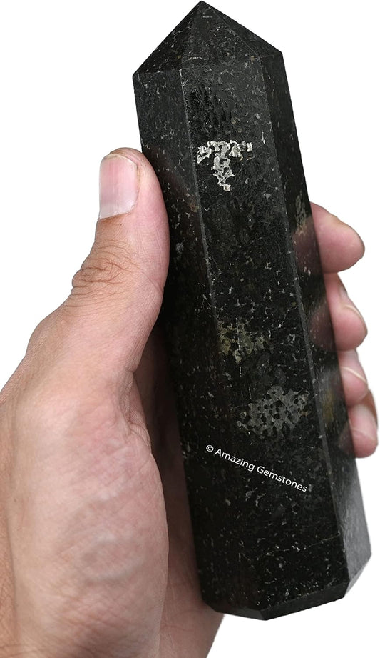 Amazing Gemstone Large Nuummite Crystal Towers ~ Natural Healing Crystal Point Obelisk for Reiki Healing and Crystal Grid (5.5 to 6 INCH)