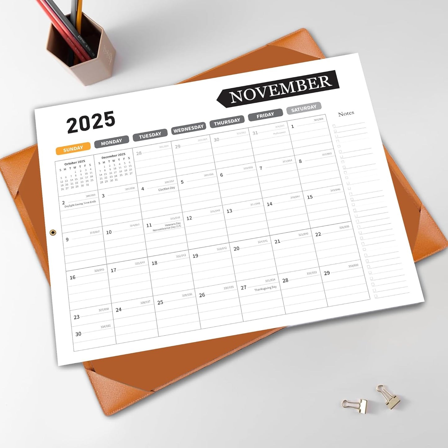 Large Desk Calendar 2025-2026, Calendar with Desk Protecting Pad, Desk Calendar Large 22x17, Runs From July 2025 to December 2026, 18 Months, Big Desktop Calendar for Family Classroom and Office(Brown)