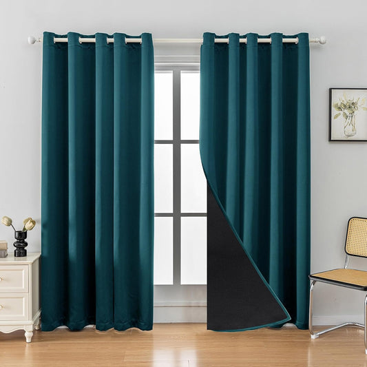 Anytime 100% Blackout Curtain Set, Thermal Insulated & Energy Efficiency Window Draperies for Guest Room, Full Shading Panels for Shift Worker and Light Sleepers（Greyish Blue, 2 Panels, 70W x 108L）