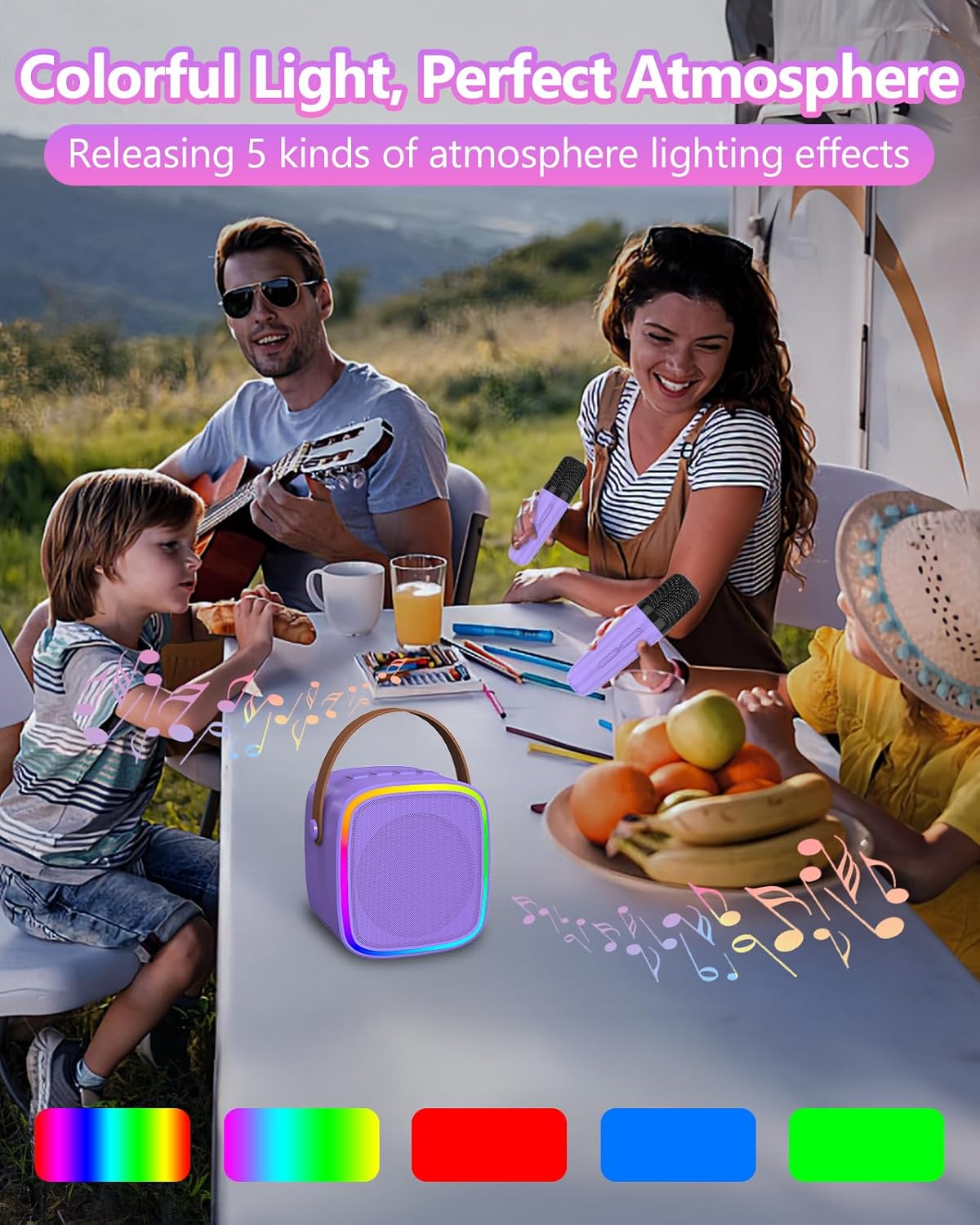 Mini Karaoke Machine with 2 Wireless Microphones, Kids Toys Portable Bluetooth Speaker for Kids Adults Toddler, Christmas Girls Toys for 4 5 6 7 8 9 10 12 Year Old Birthday Gift Ideas (Purple)