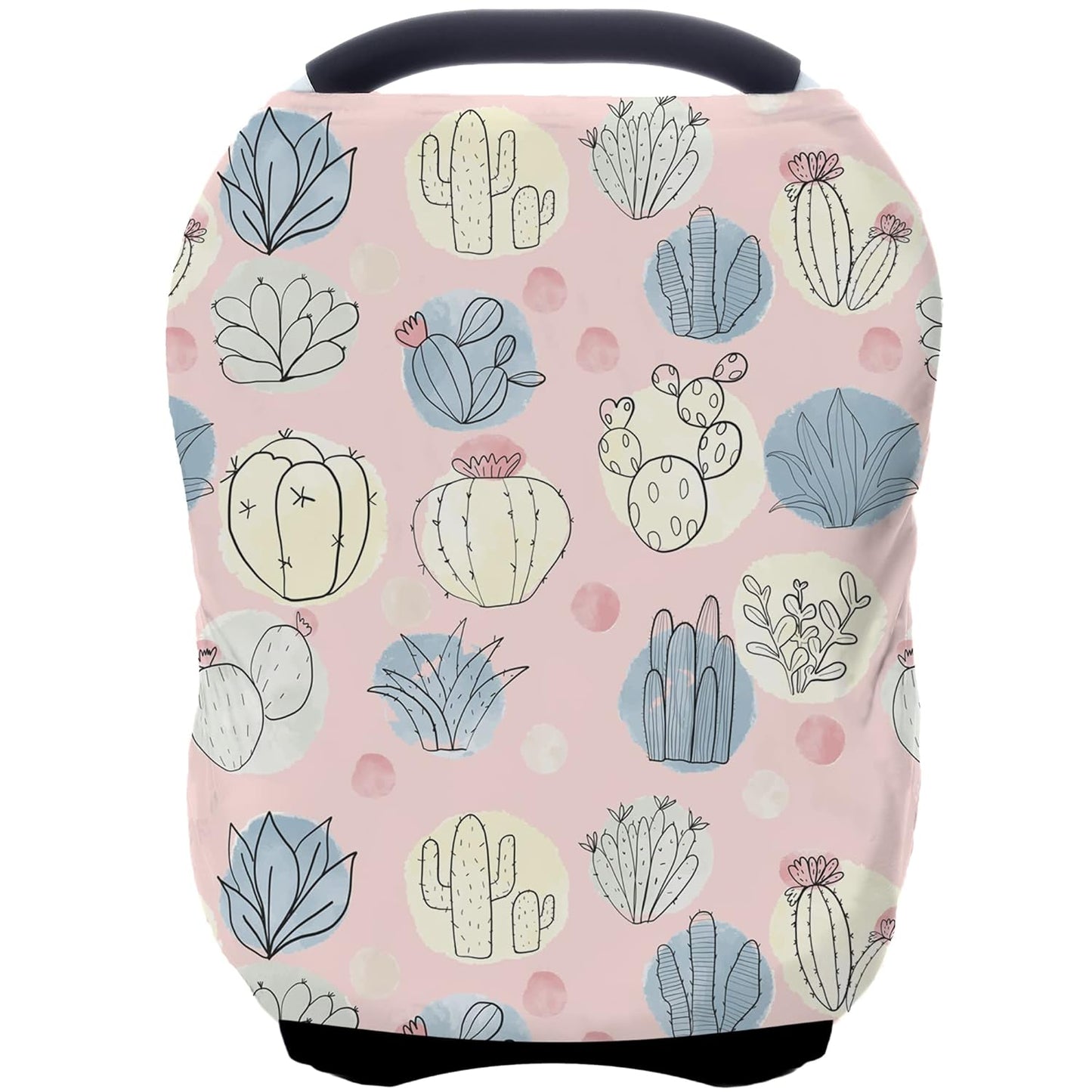 Car Seat Covers for Babies - Multi- use Nursing Carseat Canopy, Breastfeeding Covers, Baby Shower Gifts for Boys and Girls (Cactus)